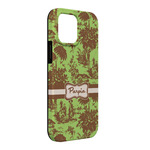 Green & Brown Toile iPhone Case - Rubber Lined - iPhone 13 Pro Max (Personalized)