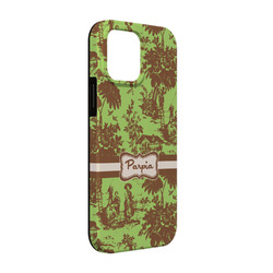 Green & Brown Toile iPhone Case - Rubber Lined - iPhone 13 Pro (Personalized)