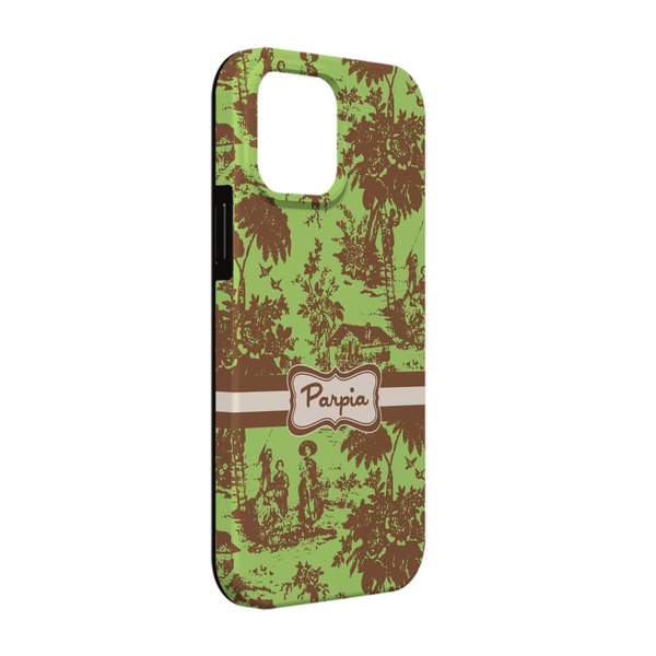 Custom Green & Brown Toile iPhone Case - Rubber Lined - iPhone 13 Pro (Personalized)