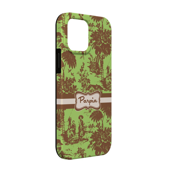 Custom Green & Brown Toile iPhone Case - Rubber Lined - iPhone 13 (Personalized)