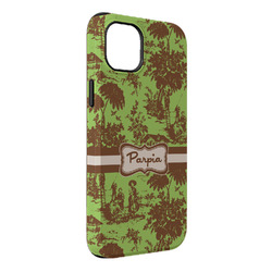 Green & Brown Toile iPhone Case - Rubber Lined - iPhone 14 Plus (Personalized)