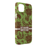 Green & Brown Toile iPhone Case - Plastic - iPhone 14 Pro Max (Personalized)