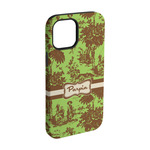 Green & Brown Toile iPhone Case - Rubber Lined - iPhone 15 (Personalized)