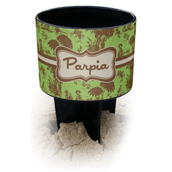 Green & Brown Toile Black Beach Spiker Drink Holder (Personalized)