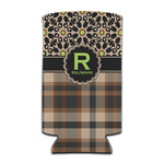 Moroccan Mosaic & Plaid Can Cooler (tall 12 oz) (Personalized)