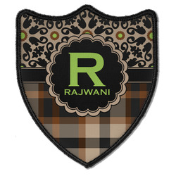 Moroccan Mosaic & Plaid Iron On Shield Patch B w/ Name and Initial