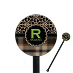 Moroccan Mosaic & Plaid 5.5" Round Plastic Stir Sticks - Black - Double Sided (Personalized)