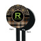 Moroccan Mosaic & Plaid Black Plastic 5.5" Stir Stick - Single Sided - Round - Front & Back