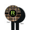 Moroccan Mosaic & Plaid Black Plastic 7" Stir Stick - Single Sided - Round - Front & Back