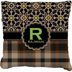 Moroccan Mosaic & Plaid Faux-Linen Throw Pillow 16" (Personalized)