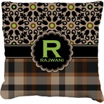 Moroccan Mosaic & Plaid Faux-Linen Throw Pillow 18" (Personalized)