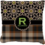 Moroccan Mosaic & Plaid Faux-Linen Throw Pillow 20" (Personalized)