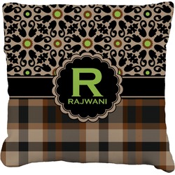Moroccan Mosaic & Plaid Faux-Linen Throw Pillow (Personalized)