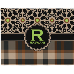 Moroccan Mosaic & Plaid Woven Fabric Placemat - Twill w/ Name and Initial