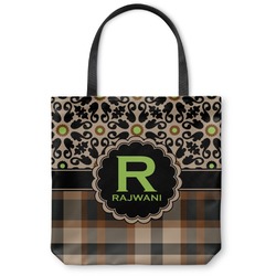 Moroccan Mosaic & Plaid Canvas Tote Bag (Personalized)