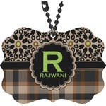 Moroccan Mosaic & Plaid Rear View Mirror Charm (Personalized)