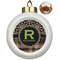 Moroccan Mosaic & Plaid Ceramic Christmas Ornament - Poinsettias (Front View)