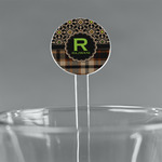 Moroccan Mosaic & Plaid 7" Round Plastic Stir Sticks - Clear (Personalized)