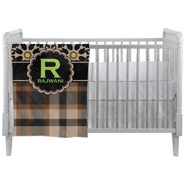 Custom Moroccan Mosaic & Plaid Crib Comforter / Quilt (Personalized)