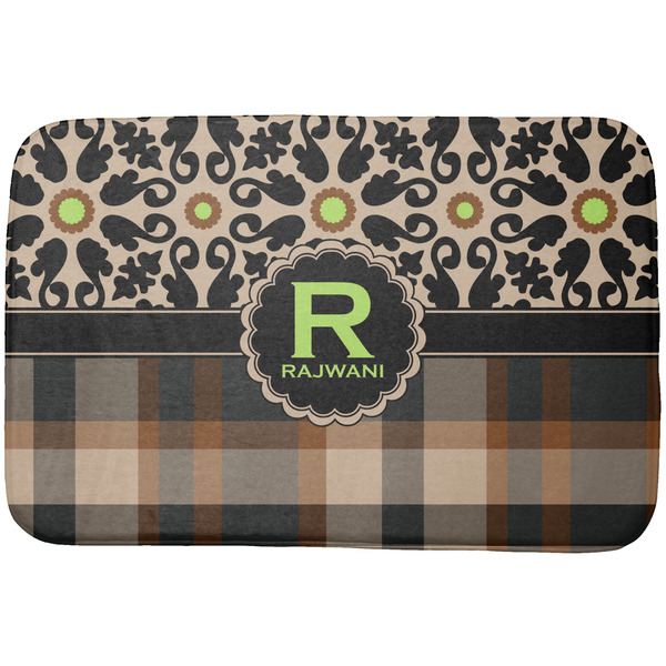 Custom Moroccan Mosaic & Plaid Dish Drying Mat (Personalized)