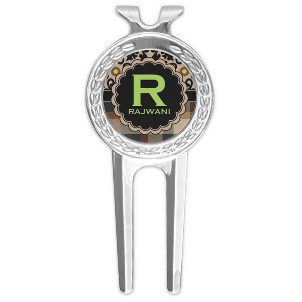 Custom Moroccan Mosaic & Plaid Golf Divot Tool & Ball Marker (Personalized)