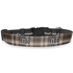 Moroccan Mosaic & Plaid Deluxe Dog Collar - Double Extra Large (20.5" to 35") (Personalized)