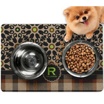 Moroccan Mosaic & Plaid Dog Food Mat - Small w/ Name and Initial