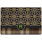 Moroccan Mosaic & Plaid Dog Food Mat w/ Name and Initial