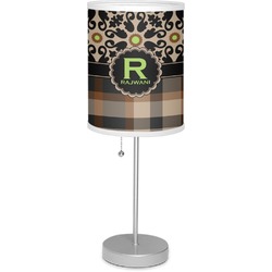 Moroccan Mosaic & Plaid 7" Drum Lamp with Shade Linen (Personalized)