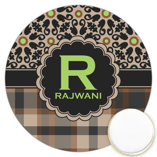 Custom Moroccan Mosaic & Plaid Printed Cookie Topper - 3.25" (Personalized)