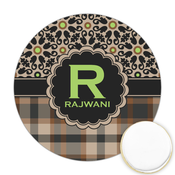 Custom Moroccan Mosaic & Plaid Printed Cookie Topper - Round (Personalized)