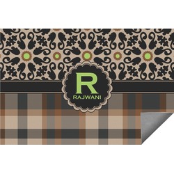 Moroccan Mosaic & Plaid Indoor / Outdoor Rug - 6'x8' w/ Name and Initial