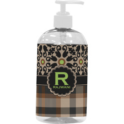 Moroccan Mosaic & Plaid Plastic Soap / Lotion Dispenser (16 oz - Large - White) (Personalized)