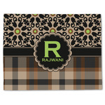 Moroccan Mosaic & Plaid Single-Sided Linen Placemat - Single w/ Name and Initial