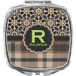 Moroccan Mosaic & Plaid Compact Makeup Mirror (Personalized)