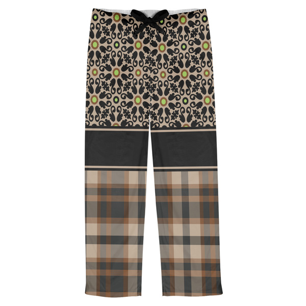 Custom Moroccan Mosaic & Plaid Mens Pajama Pants - XL