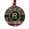 Moroccan Mosaic & Plaid Metal Ball Ornament - Front