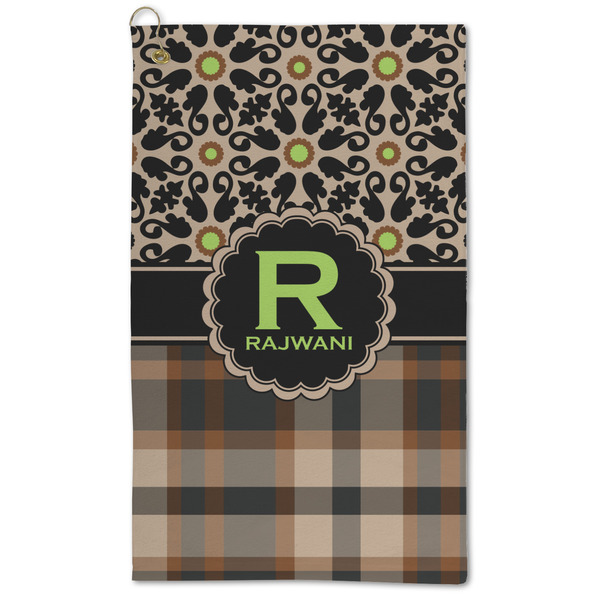 Custom Moroccan Mosaic & Plaid Microfiber Golf Towel (Personalized)