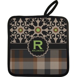 Moroccan Mosaic & Plaid Pot Holder w/ Name and Initial