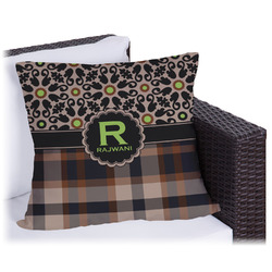 Moroccan Mosaic & Plaid Outdoor Pillow (Personalized)