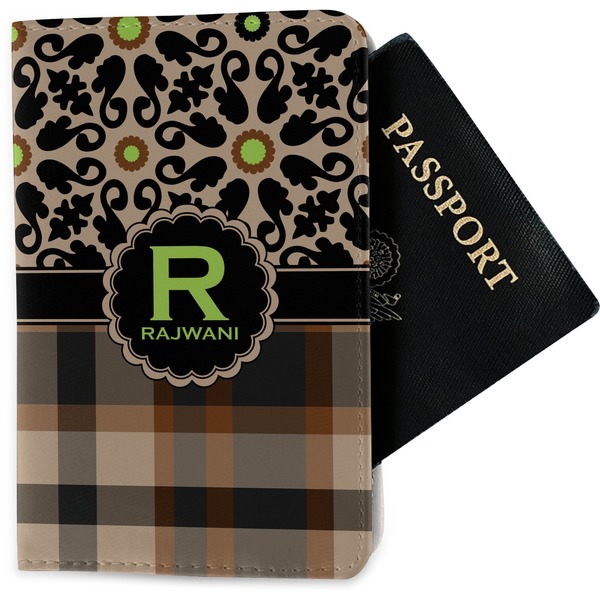 Custom Moroccan Mosaic & Plaid Passport Holder - Fabric (Personalized)