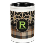 Moroccan Mosaic & Plaid Ceramic Pencil Holders - Black