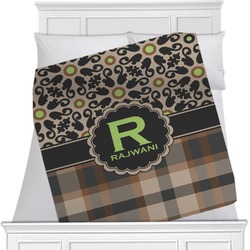 Moroccan Mosaic & Plaid Minky Blanket - 40"x30" - Double Sided (Personalized)