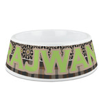 Moroccan Mosaic & Plaid Plastic Dog Bowl - Medium (Personalized)