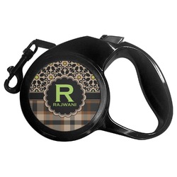 Moroccan Mosaic & Plaid Retractable Dog Leash - Large (Personalized)