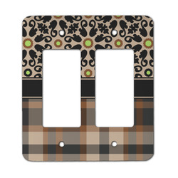 Moroccan Mosaic & Plaid Rocker Style Light Switch Cover - Two Switch