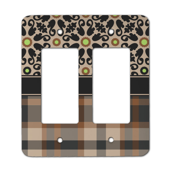 Custom Moroccan Mosaic & Plaid Rocker Style Light Switch Cover - Two Switch