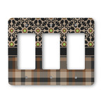 Moroccan Mosaic & Plaid Rocker Style Light Switch Cover - Three Switch