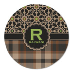 Moroccan Mosaic & Plaid Round Linen Placemat - Single Sided (Personalized)