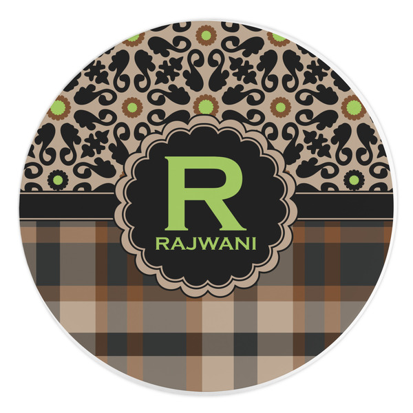 Custom Moroccan Mosaic & Plaid Round Stone Trivet (Personalized)